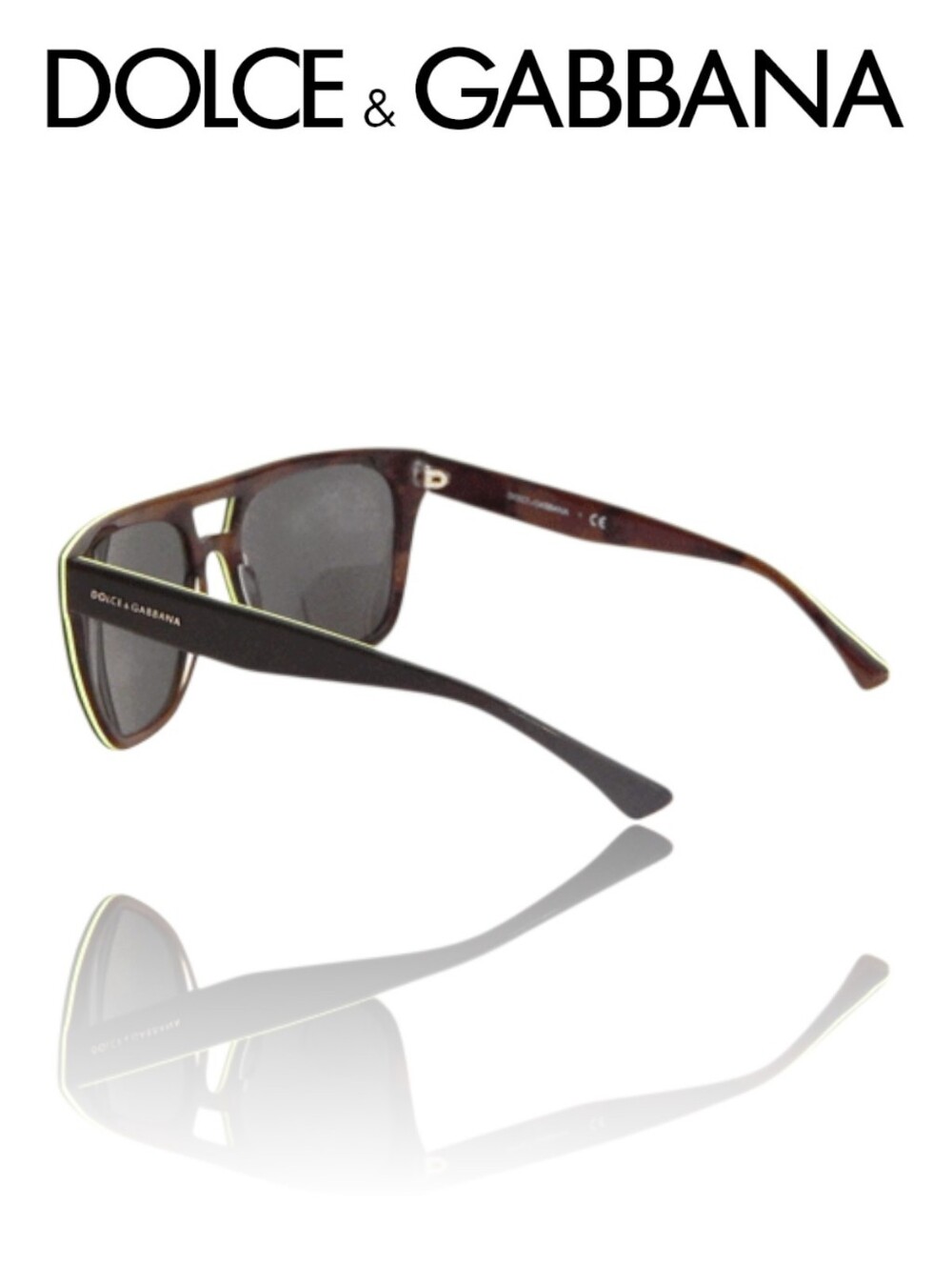 Dolce & Gabbana 4255 Havana Tortoise Sunglasses Gray Lenses Lime Green Trim - Picture 5 of 12